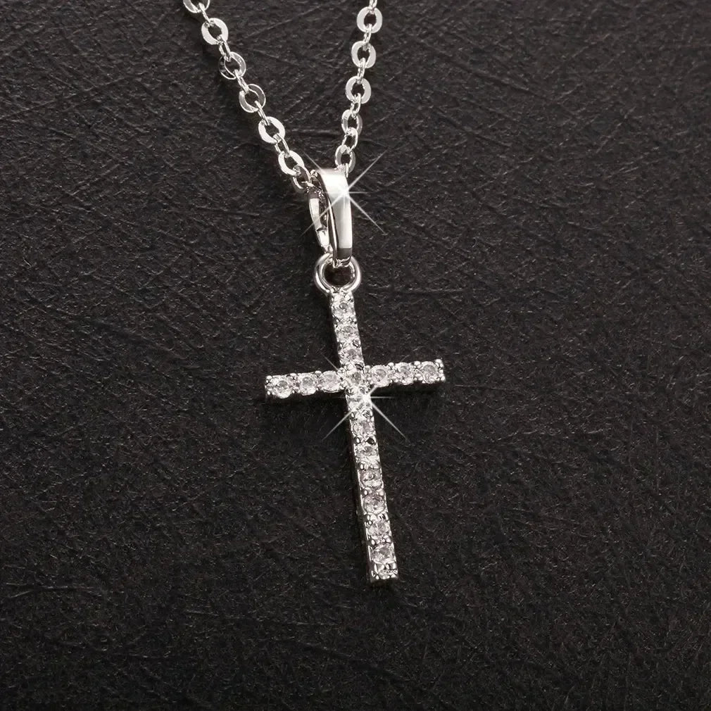 Collier pendentifs croix zircon luxe mode or clair couleur argent pour hommes femmes bijoux chaîne accessoire