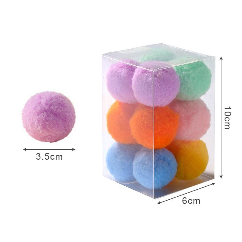Lot de 12 jouets amusants pour chat, balles extensibles en peluche, jouets colorés interactifs pour chatons, fournitures pour animaux de compagnie, balles en peluche pour l'entraînement et le jeu des chatons