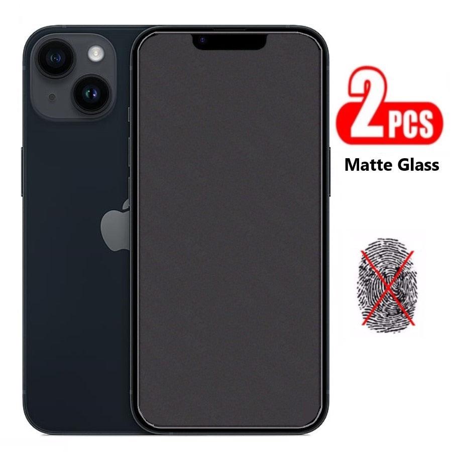 2 protections d'écran en verre mat pour iPhone 11 12 13 14 Pro Max 7 8 Plus, protection d'écran dépolie pour iPhone 12 13 11 mini SE 2020 6s X XR XS en verre souple flexible, protection d'écran en verre pour iPhone