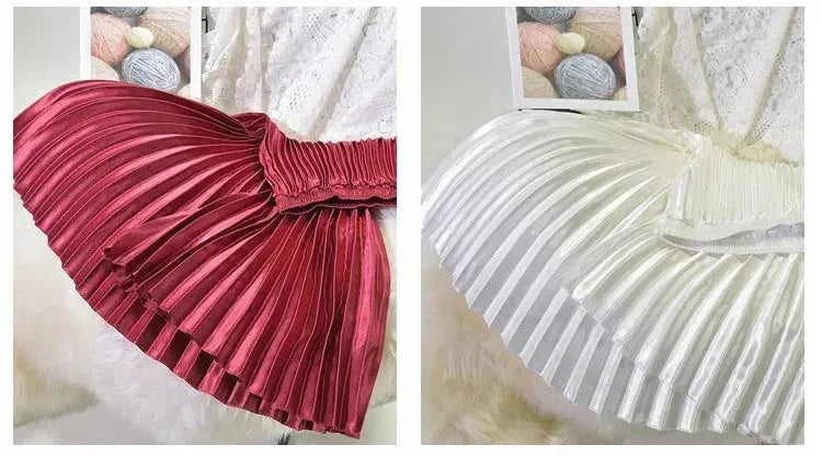Jupe plissée classique en velours doré Taille haute style rétro Mode Femme de bureau Jupe longue plissée Jupe en velours d'hiver 90cm de long