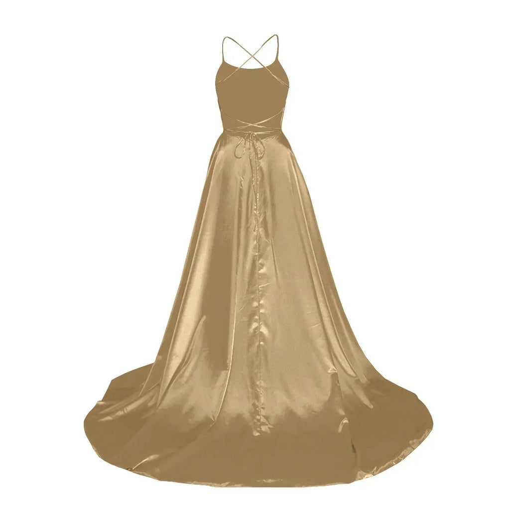 Robe de Demoiselle d'Honneur Bleu Marine pour Mariages Femme Invitée 2024 Sexy à Fines Bretelles Fendue Robes de Soirée Longues
