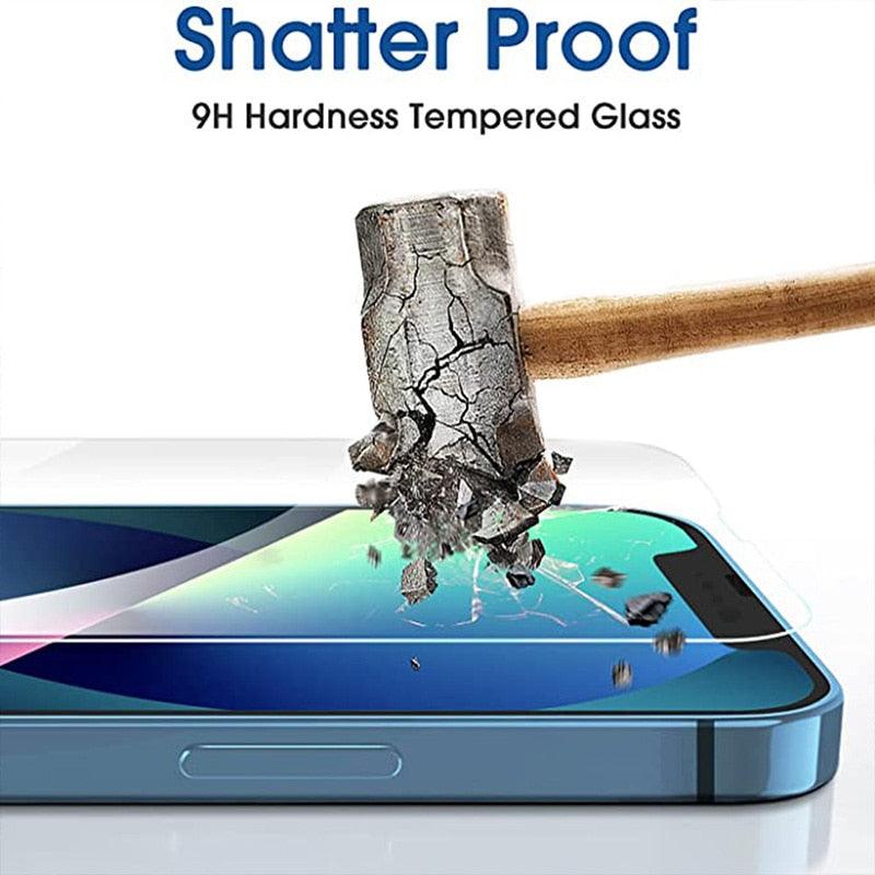 5 Films de protection écran en verre trempé pour iPhone 14 13 12 11 Pro Max 12 13 Mini Protection d'écran pour iPhone X XR XS Max 8 7 6 Plus SE 2020 Protection d'écran intégrale en verre trempé résistant aux rayures pour iPhone
