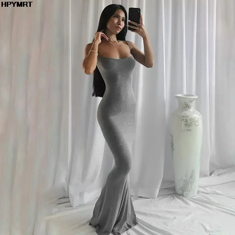 Robe Longue Satinée | Robe de Soirée Moulante Dos Nu - Femstylo