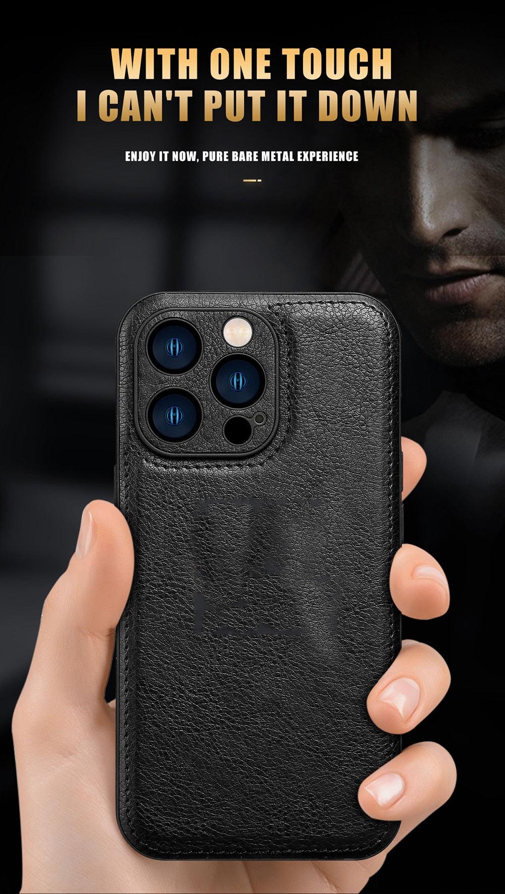Étui de Téléphone en Cuir PU de Luxe Pour iPhone 14 13 Pro Max 12Pro 11Pro Max 13 12 Pro XS MAX XR X SE 7 8 plus Coque Arrière Tendance Étui Arrière en Cuir pour iPhone 14 Pro Housse Antichoc pour iPhone