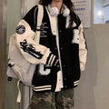 Blouson bomber oversize en laine d'agneau Y2K pour femme
