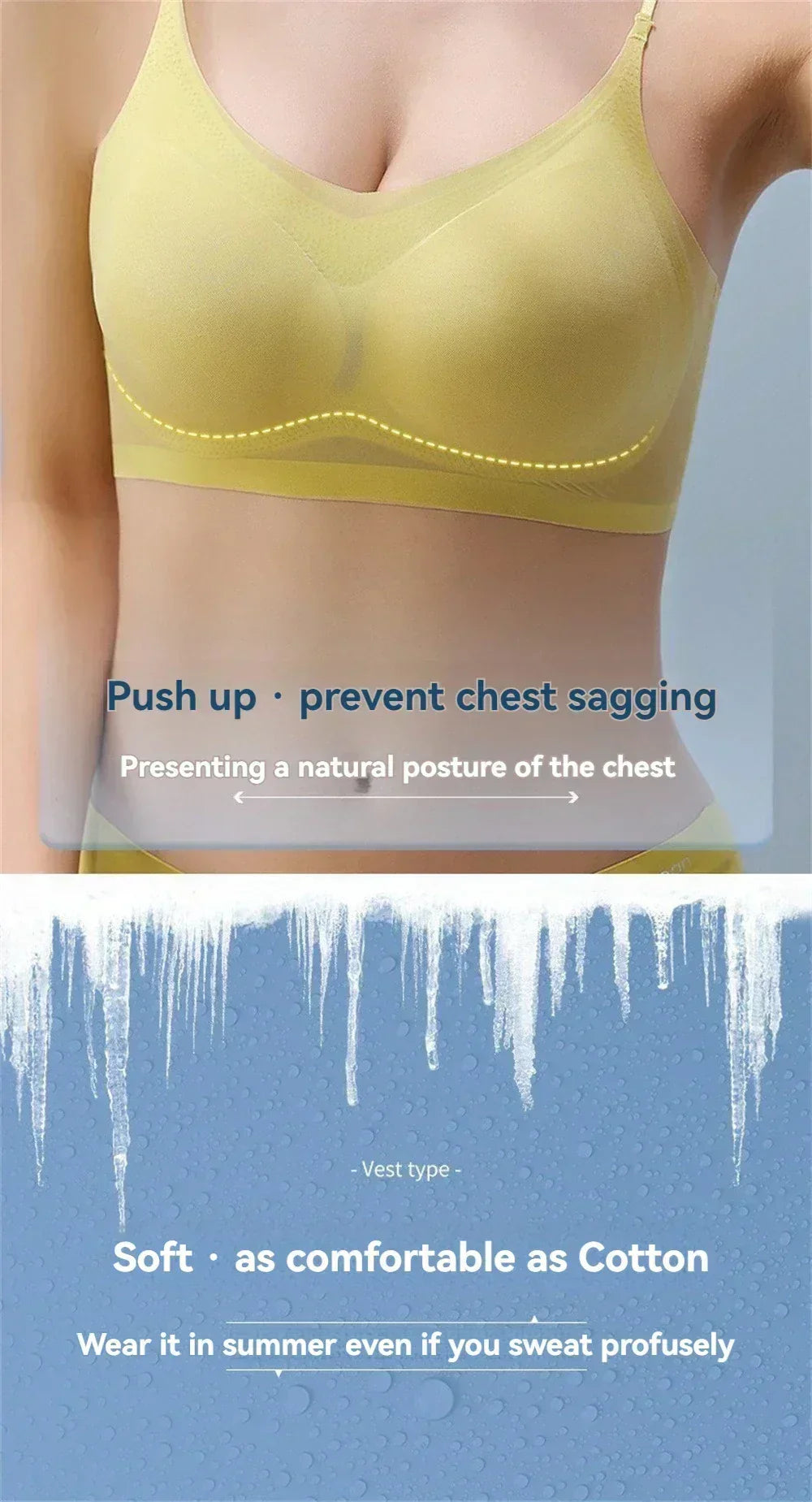 Lot de 3 soutiens-gorge en soie glacée ultra-minces et respirants pour femmes, sous-vêtements bustier sans couture, dos nu, gilet enveloppant, soutiens-gorge sans fil de couleur unie