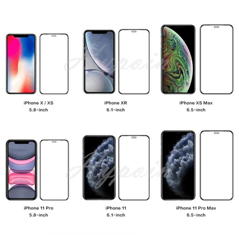 Verre de protection intégral 9D pour iPhone 12 X XS XR 6 6S 7 8 Plus Film trempé iPhone 14 11 13 Pro Max Protecteur d'écran en verre Protection incassable Installation facile Sans bulles Film protecteur transparent comme du cristal