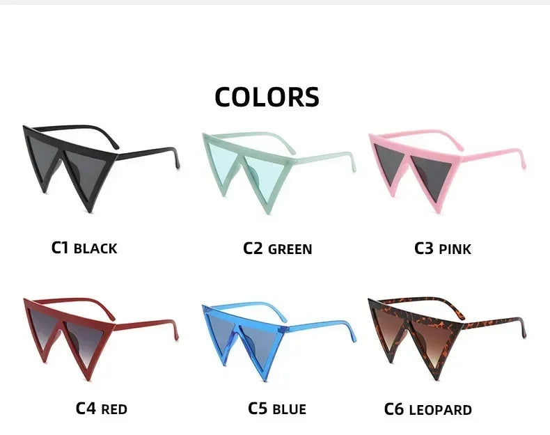 Lunettes de soleil triangulaires surdimensionnées de style punk pour femmes, grande monture 2025, marque de luxe, coupe-vent, protection UV400, pour dames