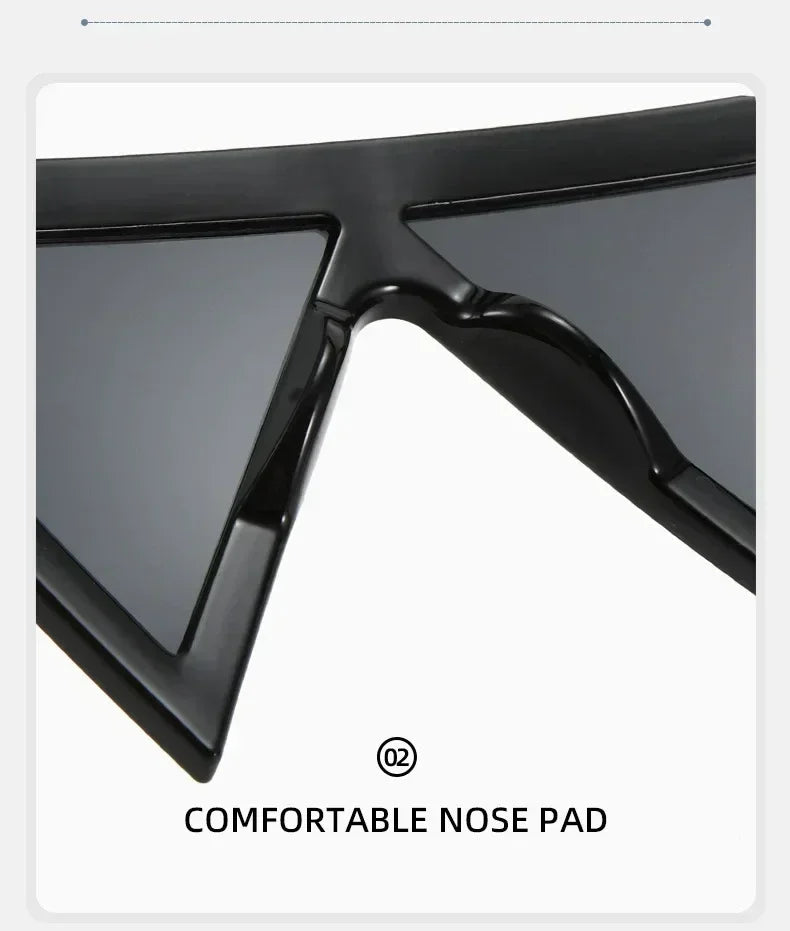 Lunettes de soleil triangulaires surdimensionnées de style punk pour femmes, grande monture 2025, marque de luxe, coupe-vent, protection UV400, pour dames