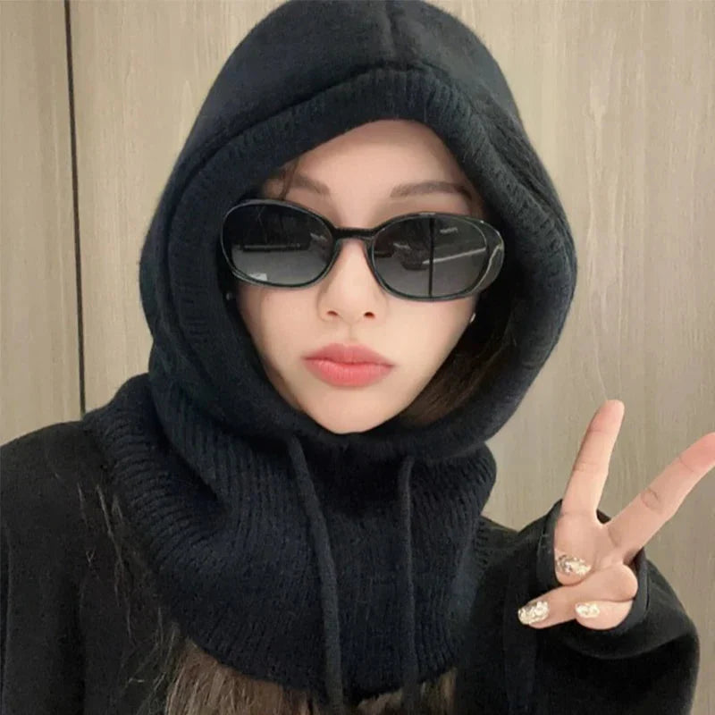 Cagoule tricotée à capuche d'hiver
