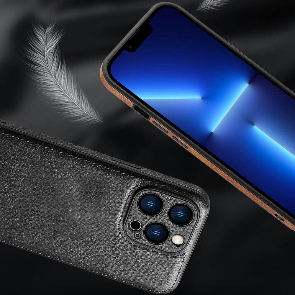 Étui de Téléphone en Cuir PU de Luxe Pour iPhone 14 13 Pro Max 12Pro 11Pro Max 13 12 Pro XS MAX XR X SE 7 8 plus Coque Arrière Tendance Étui Arrière en Cuir pour iPhone 14 Pro Housse Antichoc pour iPhone