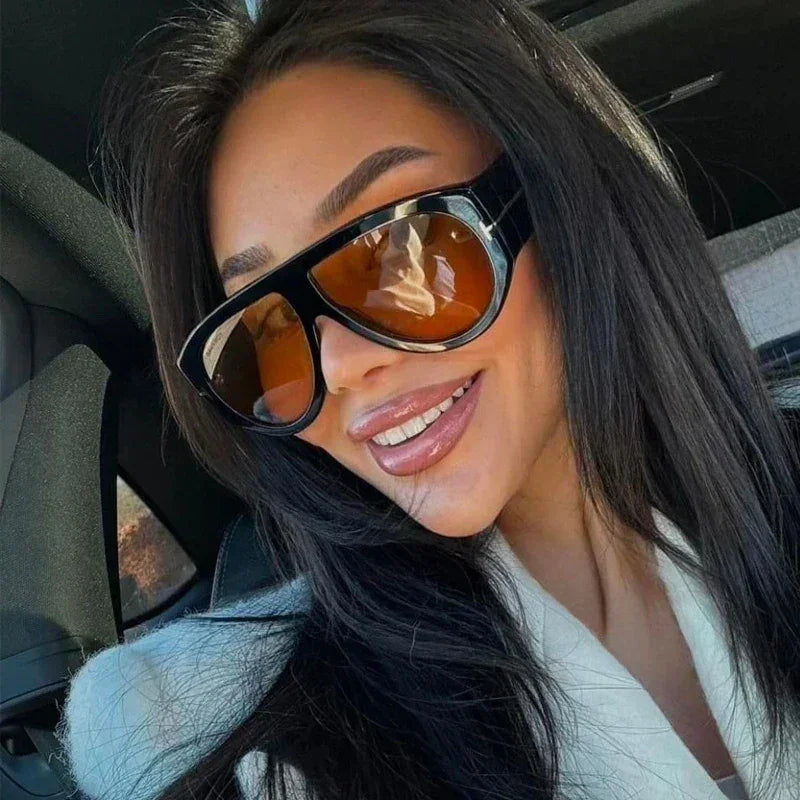 2024 Nouvelle Mode Grande Monture Pilote Lunettes de Soleil Marron Femme Homme Marque T Lunettes de Soleil Extérieur Femme Ombre Oculos De Sol Cadeaux