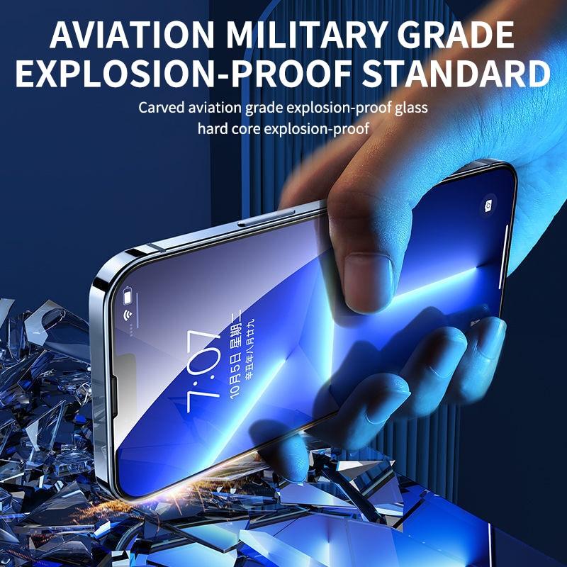 Film de protection d'écran en verre trempé 8K HD anti-espion, installation rapide, couverture complète, pour iPhone 14 13 12 11 PRO MAX MINI X XS, dureté 9H, anti-rayures, anti-chocs, sans bulles pour iPhone