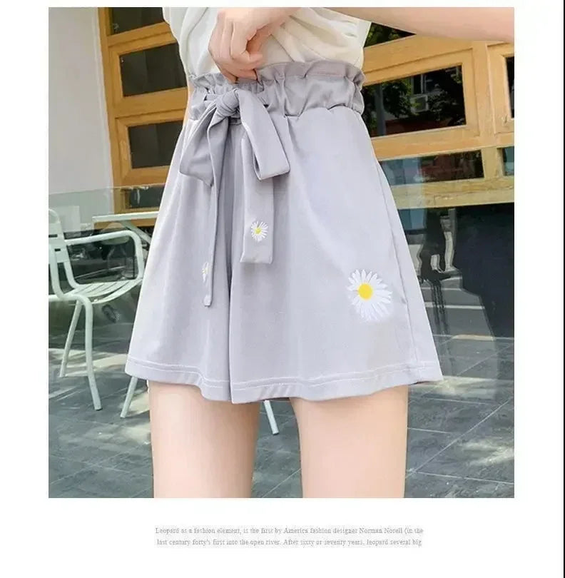 Short décontracté ample à taille haute pour femme, en tissu léger et noir, idéal pour l'été