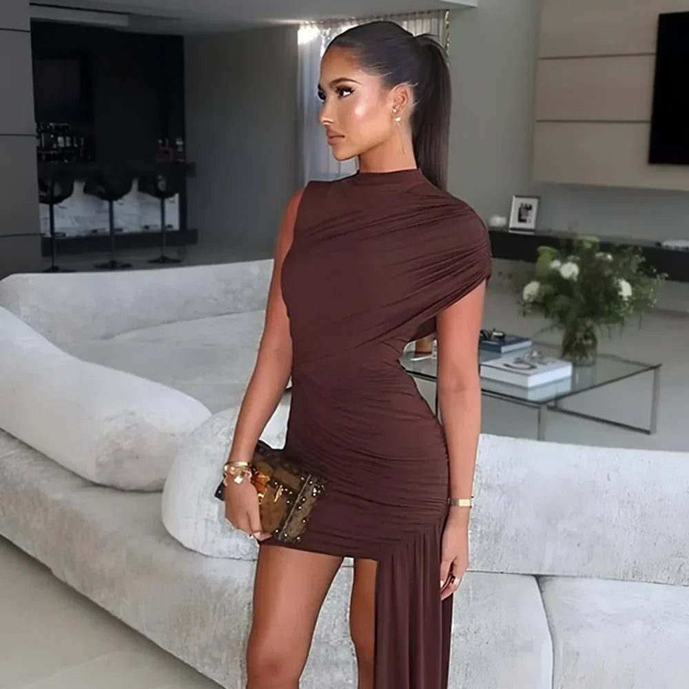 Robe Courte Plissée Irrégulière | Robe de Soirée à Franges - Femstylo