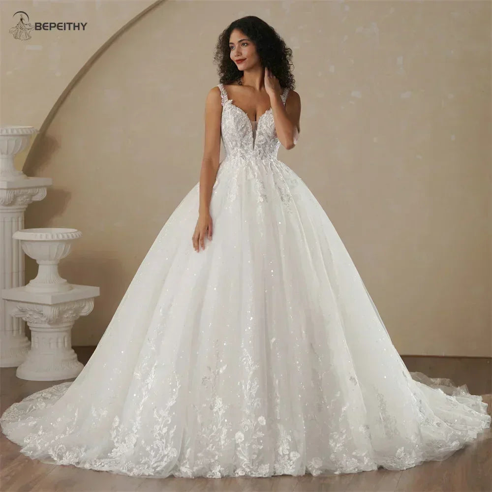 Robe de mariée bohème couleur champagne | Robe de mariée trapèze sur mesure -femstylo