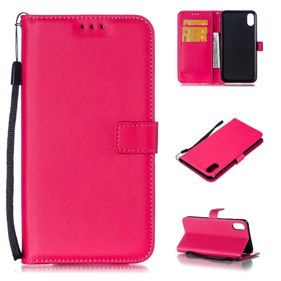 Étui Portefeuille en Cuir Couleur Unie pour iPhone 14 XS MAX 11 Pro 12 mini 13 Housse à Rabat Fente pour Cartes Étui de Téléphone Portable Portefeuille Étui de Téléphone Portable Housse à Rabat en Cuir Portefeuille Étui Protecteur Coloré