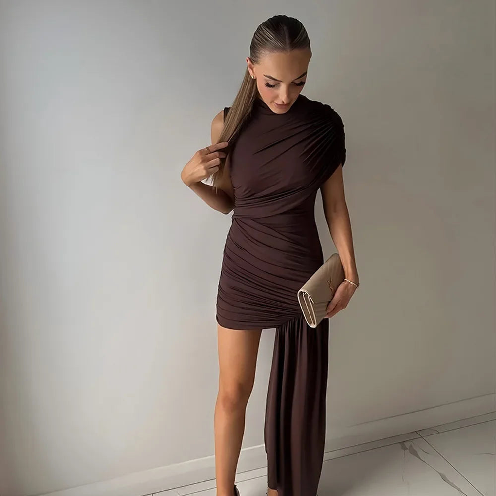 Robe Courte Plissée Irrégulière | Robe de Soirée à Franges - Femstylo