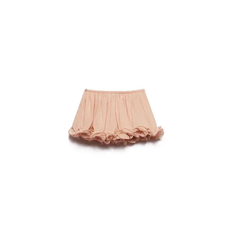 Ensemble élégant jupe courte à volants Femme Sans manches Col bénitier Top à volants irréguliers Mini-jupe courte ample Ensembles d'été 2025 Tenue Femme