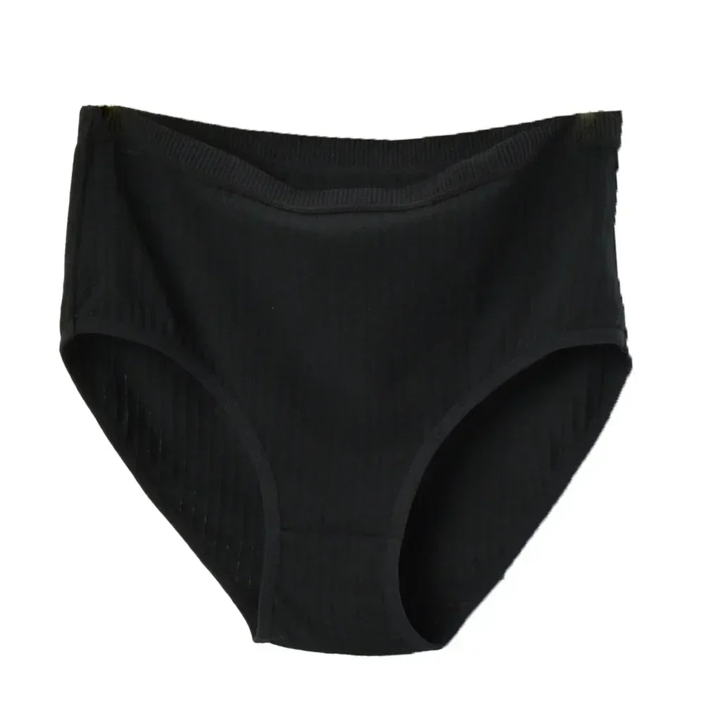 Culottes en coton taille haute douces pour femmes, sous-vêtements respirants, grande taille, slip féminin, lingerie, culotte rayée