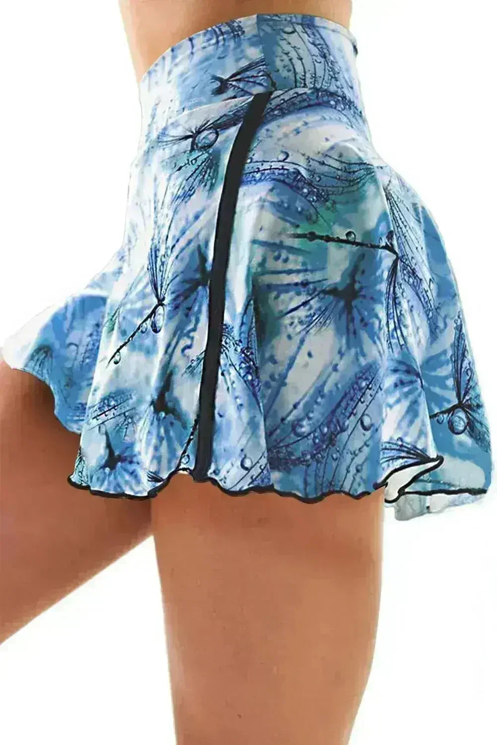 Jupe-short de sport taille haute double épaisseur tie-dye bleu ciel