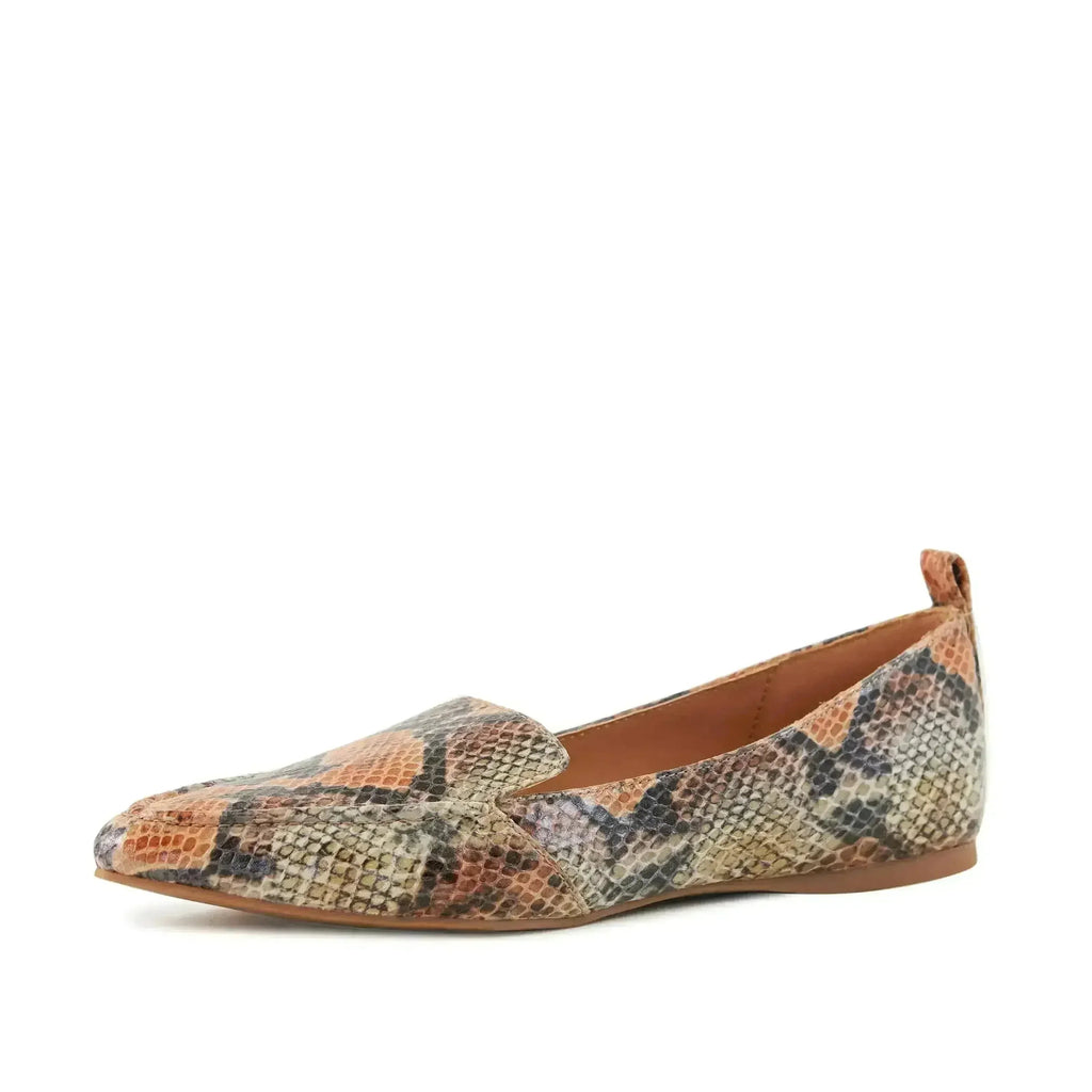 Chaussures plates femme Socialite motif serpent orange