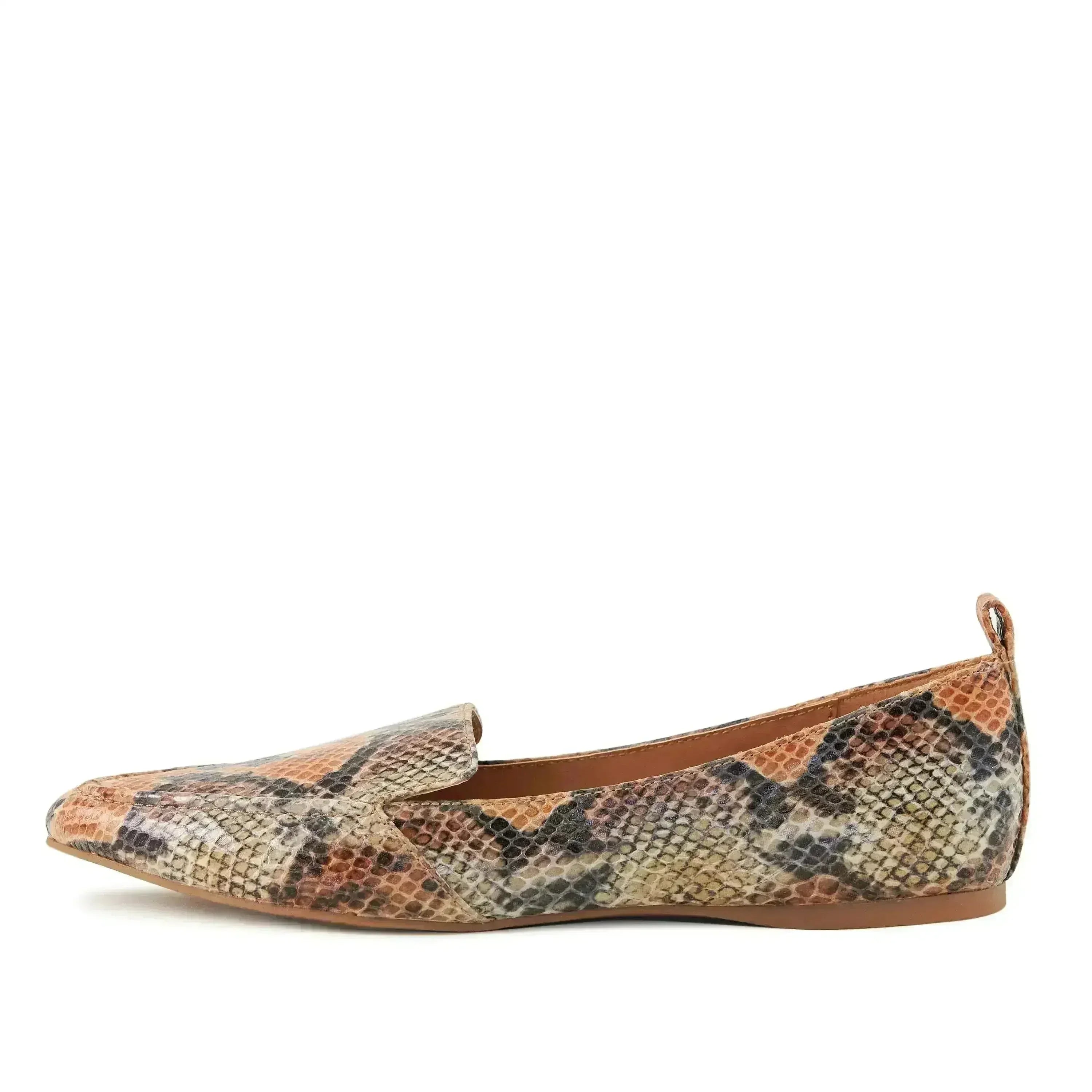 Chaussures plates femme Socialite motif serpent orange