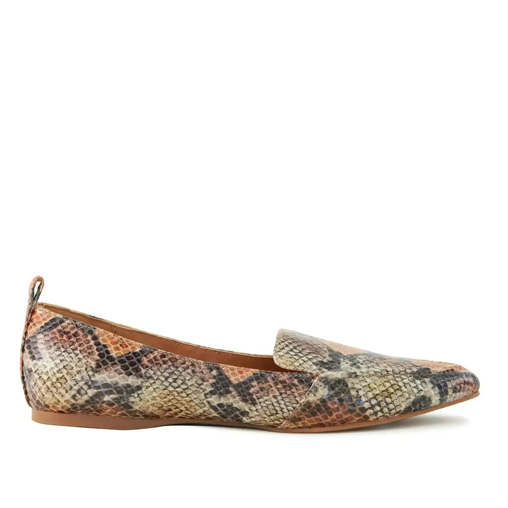 Chaussures plates femme Socialite motif serpent orange