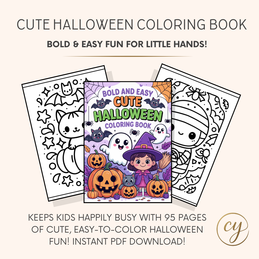 Livre de coloriage d'Halloween audacieux et facile pour les enfants – 95 pages | PDF téléchargeable instantanément