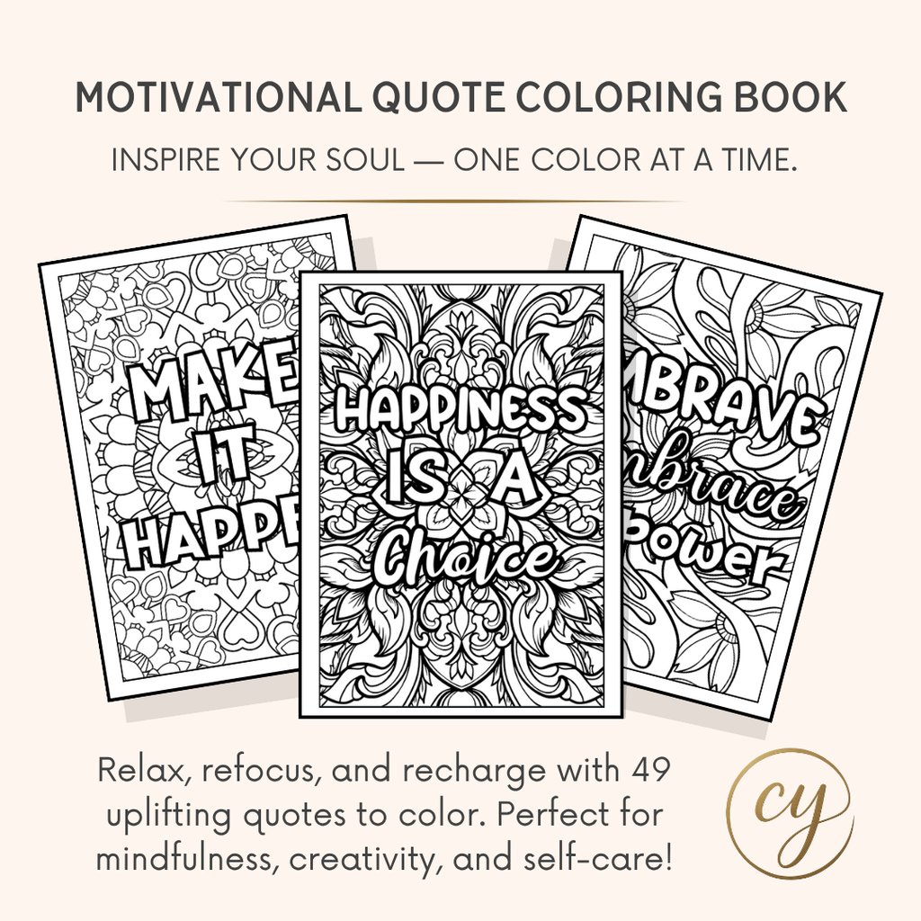 Livre de coloriage de citations motivantes (49 pages) – Téléchargement instantané PDF
