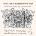 Livre de coloriage de citations motivantes (49 pages) – Téléchargement instantané PDF