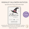 Invitation minimaliste pour une fête d'Halloween – Modèle Canva modifiable (Téléchargement instantané)