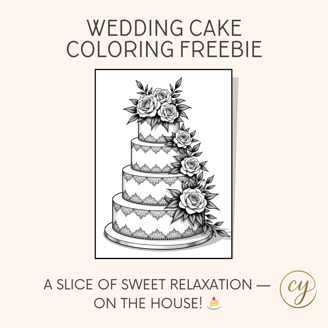 Coloriage de gâteau de mariage gratuit (Exemple PDF à imprimer)