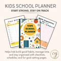 Agenda scolaire imprimable pour enfants – Plus de 40 pages de listes de contrôle, de suivis et d'outils d'étude – Téléchargement PDF instantané