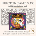 Livre de coloriage vitrail Halloween – Téléchargement instantané (PDF)