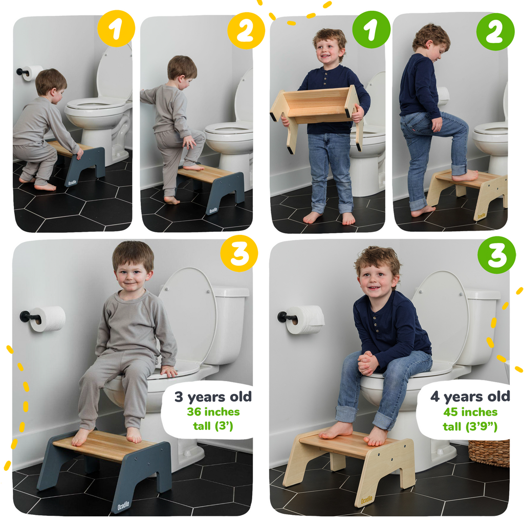 Tabouret en bois à 1 marche pour enfants (tabouret polyvalent pour la cuisine, la salle de bain et l'apprentissage de la propreté)