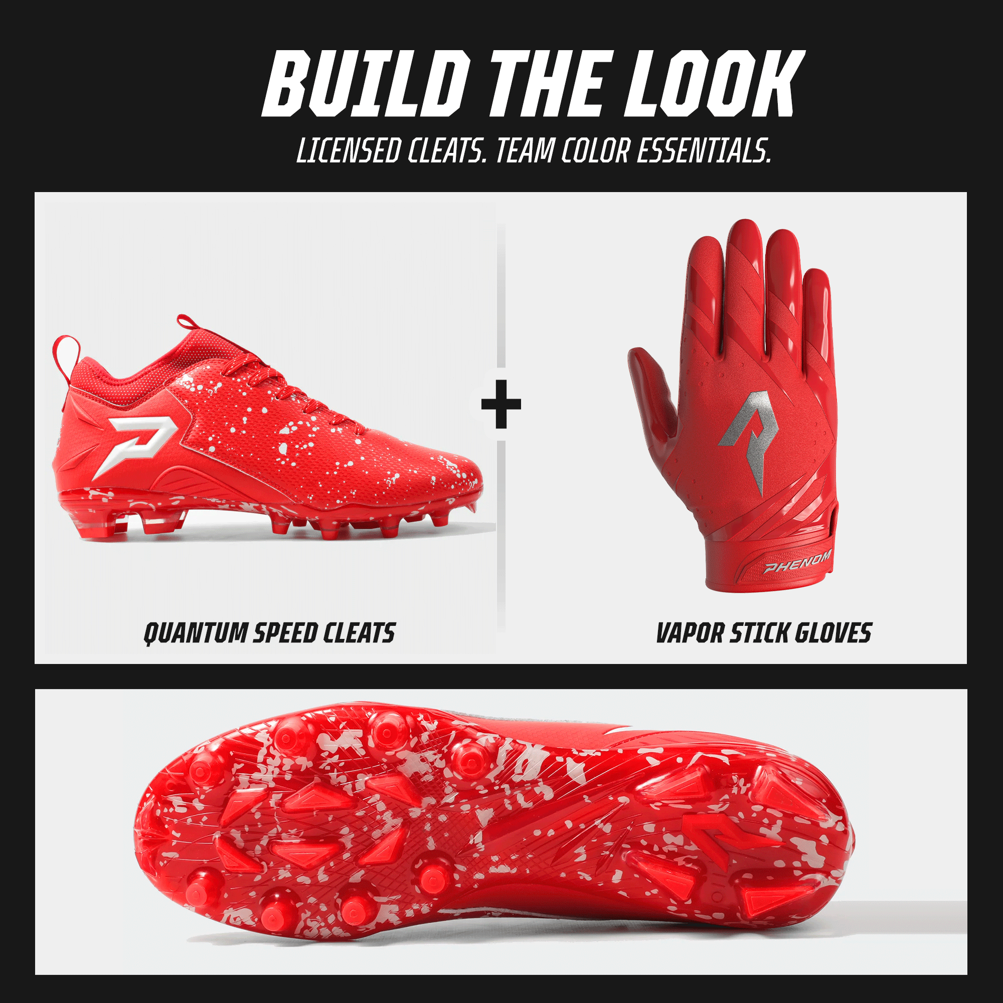 Chaussures de football américain Kool-Aid « Cherry » - Quantum Speed par Phenom Elite