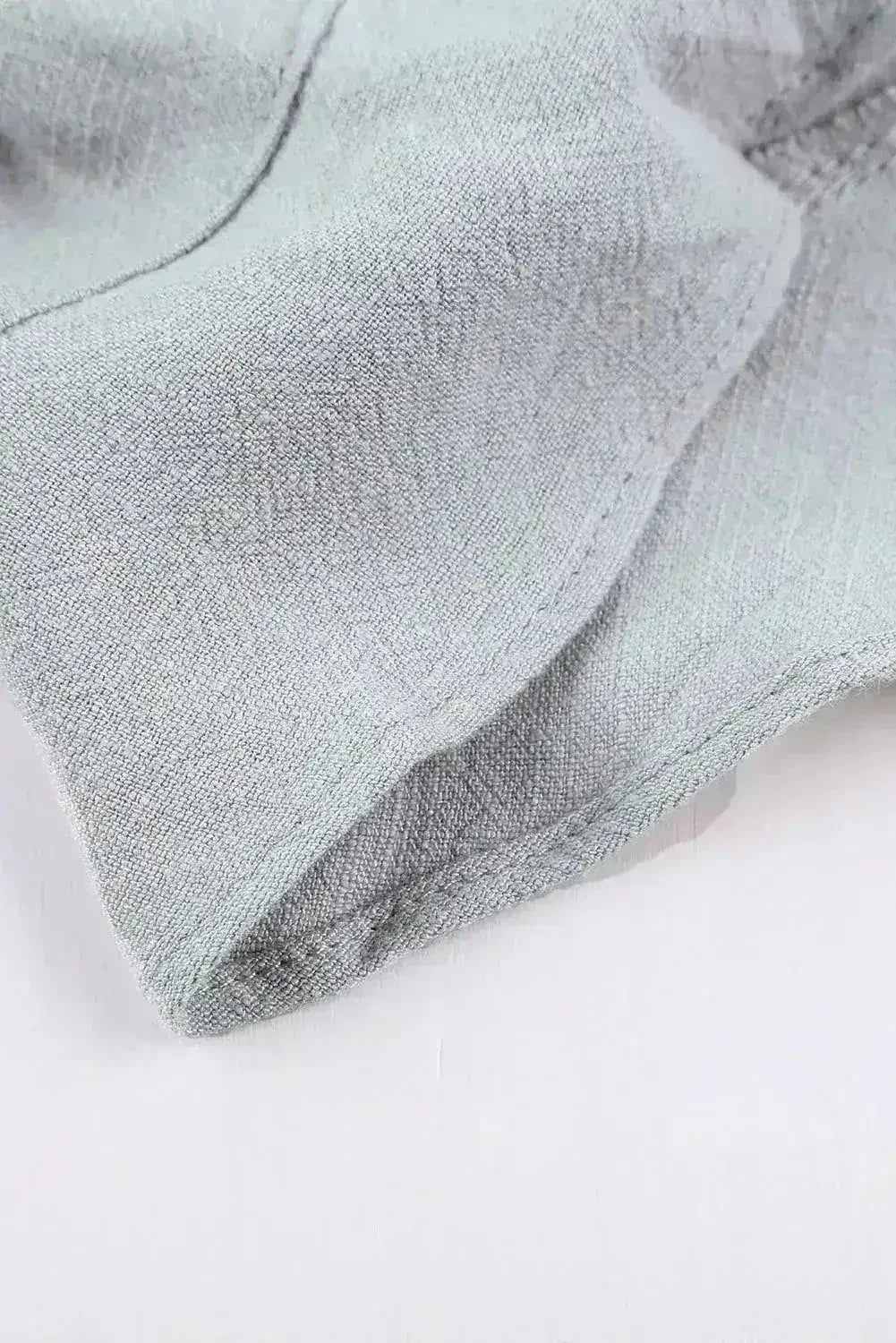 Shorts d'été en lin et coton bleu gris à poches et volants