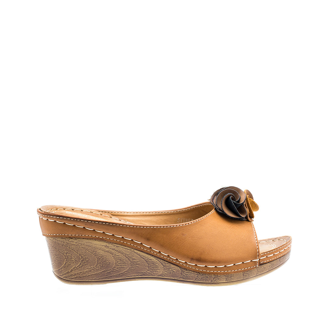 Sandales compensées Sydney couleur camel pour femme