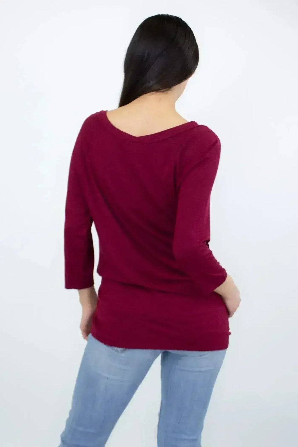 Haut confortable torsadé sur le devant - Vin | Mode Femstylo