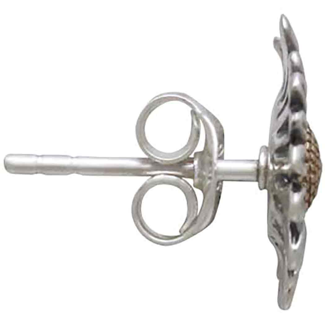 Boucles d'oreilles clous marguerite en métaux mélangés 13x13mm