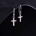 Boucles d'oreilles pendantes croix en argent sterling (25x7mm)