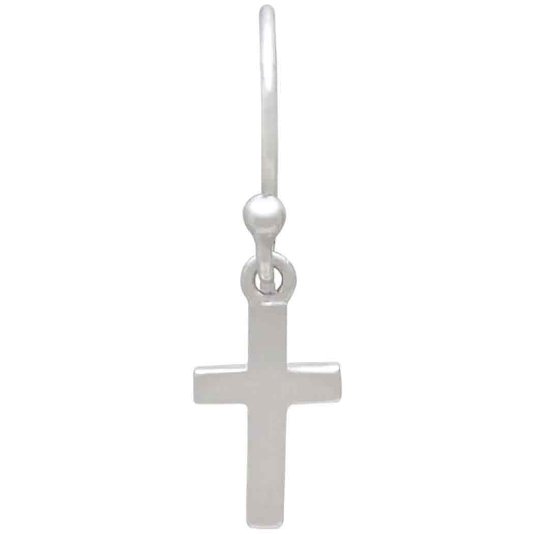 Boucles d'oreilles pendantes croix en argent sterling (25x7mm)
