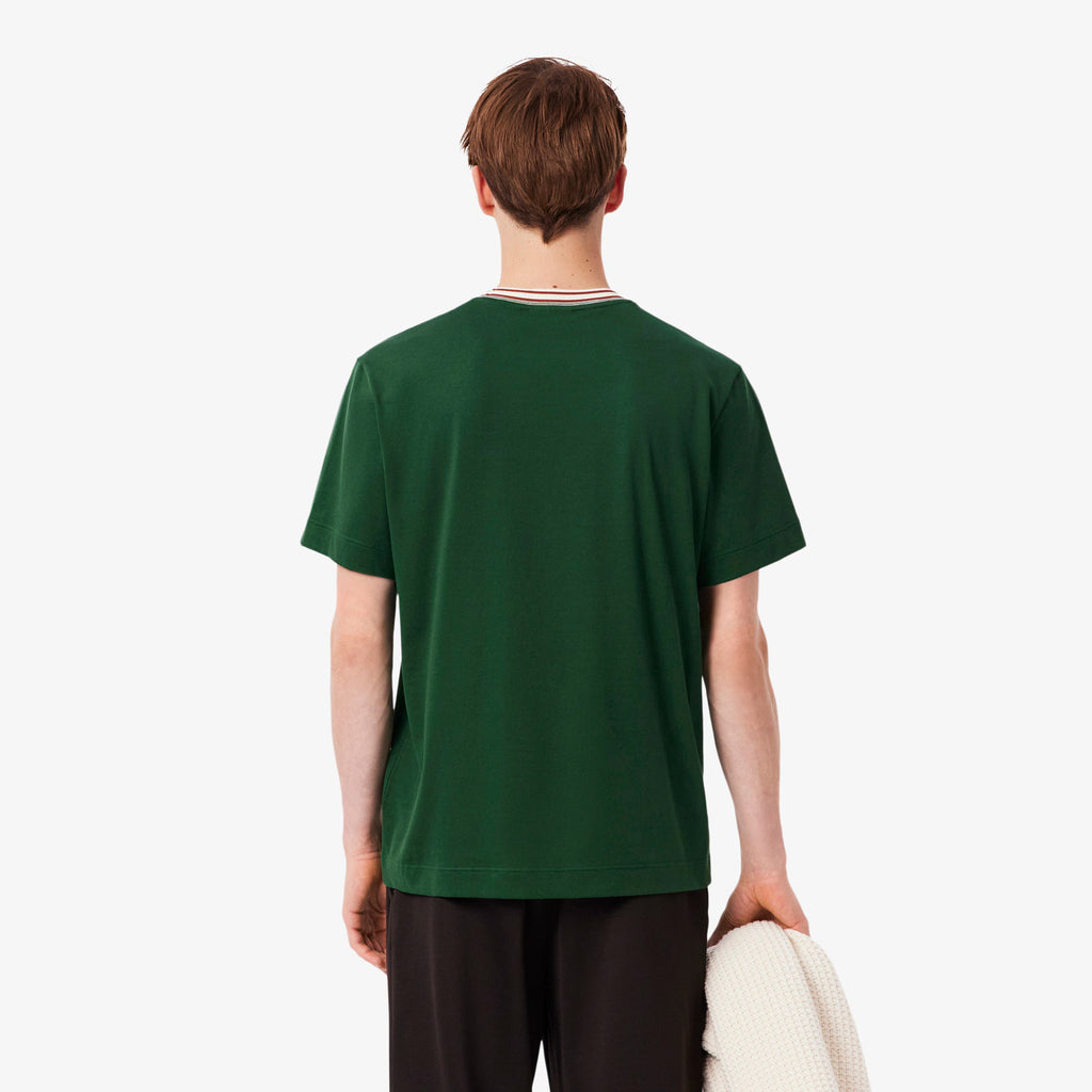 T-shirt col rayé Lacoste Made in France - Vert