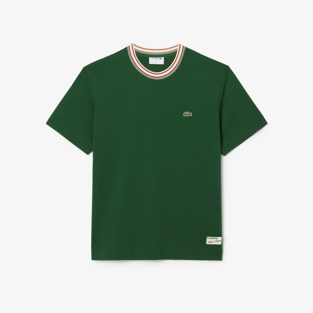 T-shirt col rayé Lacoste Made in France - Vert