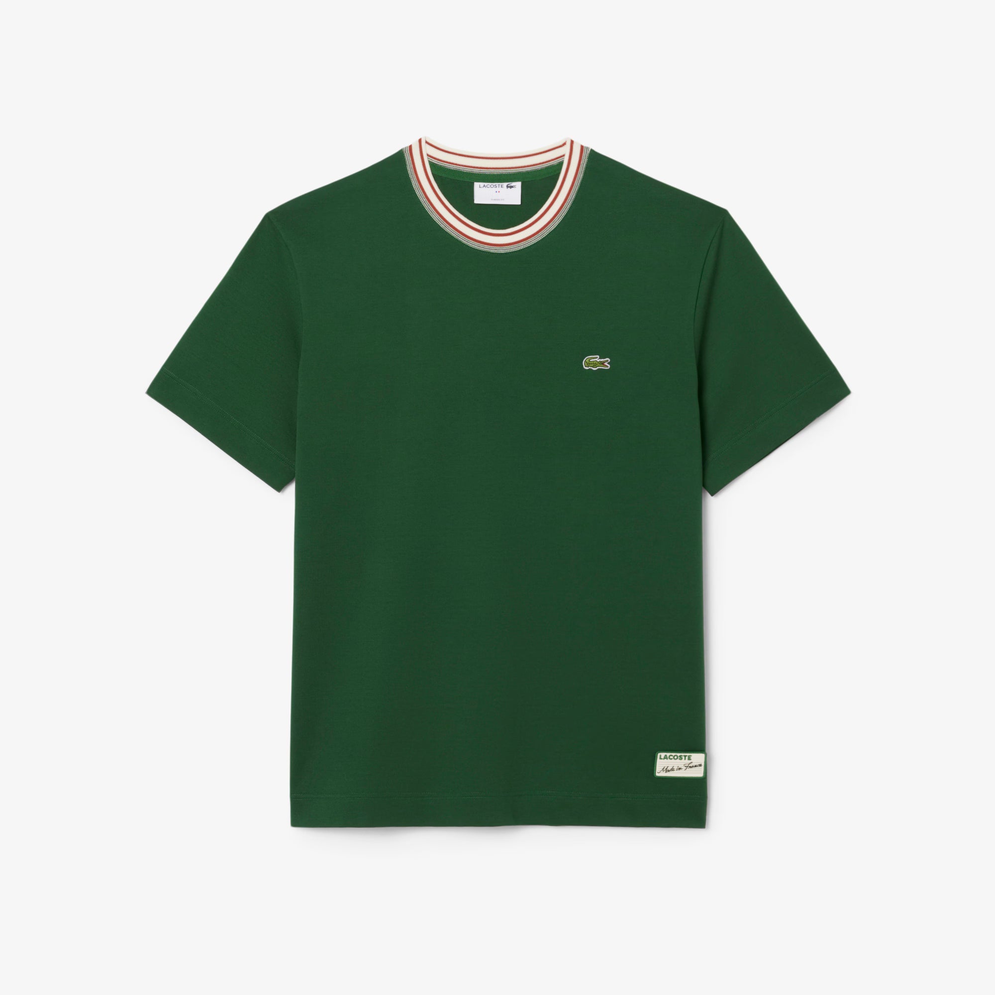 T-shirt col rayé Lacoste Made in France - Vert