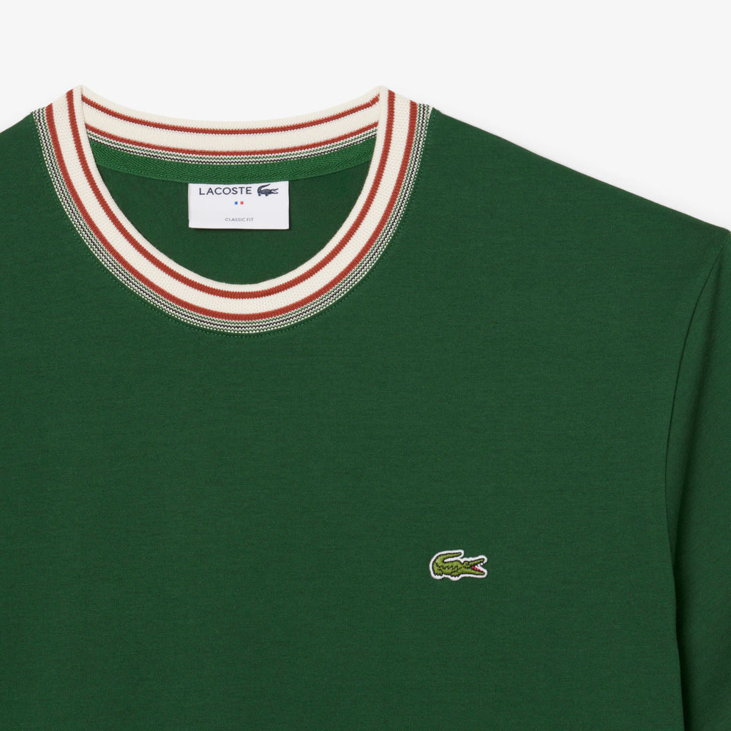 T-shirt col rayé Lacoste Made in France - Vert
