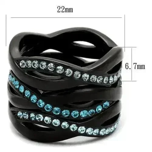 TK2492 - Bague en acier inoxydable noir (placage ionique) de qualité supérieure