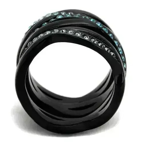 TK2492 - Bague en acier inoxydable noir (placage ionique) de qualité supérieure