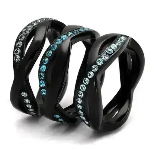 TK2492 - Bague en acier inoxydable noir (placage ionique) de qualité supérieure